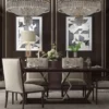 Casa Padrino Luxus Art Deco Esszimmer Set Beige / Dunkelbraun Hochglanz / Gold - 1 Esszimmertisch & 6 Esszimmerstühle - Art Deco Esszimmer Möbel - Luxus Qualität