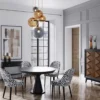 Casa Padrino Luxus Art Deco Esszimmer Stuhl 6er Set Weiß / Grau / Schwarz 49 x 61 x H. 89 cm - Art Deco Küchenstühle mit Muster - Esszimmer Möbel - Luxus Möbel - Art Deco Möbel - Luxus Einrichtung