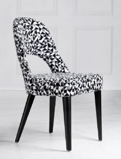 Casa Padrino Luxus Art Deco Esszimmer Stuhl 6er Set Weiß / Grau / Schwarz 49 x 61 x H. 89 cm - Art Deco Küchenstühle mit Muster - Esszimmer Möbel - Luxus Möbel - Art Deco Möbel - Luxus Einrichtung