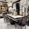 Casa Padrino Luxus Art Deco Esszimmer Stuhl Set Schwarz / Gold - Küchen Stühle 6er Set - Luxus Art Deco Esszimmer Möbel