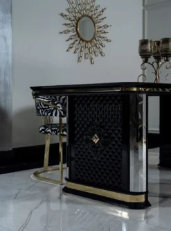 Casa Padrino Luxus Art Deco Esszimmer Set Schwarz / Gold - 1 Esstisch & 6 Esszimmerstühle - Art Deco Esszimmer Möbel - Luxus Qualität