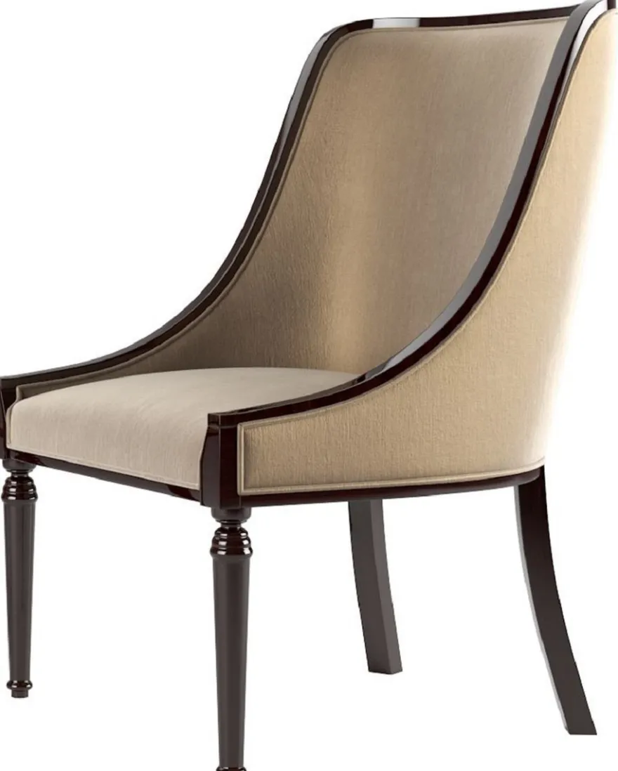 Casa Padrino Luxus Art Deco Esszimmer Set Beige / Dunkelbraun Hochglanz / Silber - 1 Art Deco Esstisch & 6 Art Deco Esszimmerstühle - Art Deco Esszimmer Möbel - Luxus Qualität