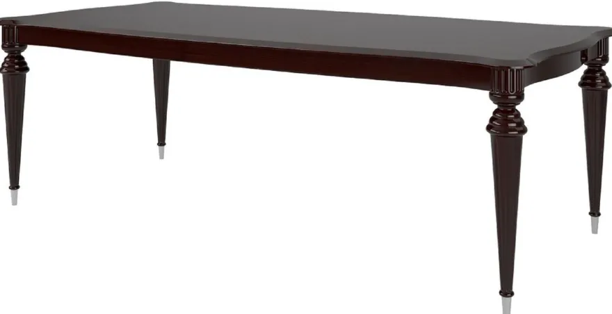 Casa Padrino Luxus Art Deco Esszimmer Set Beige / Dunkelbraun Hochglanz / Silber - 1 Art Deco Esstisch & 6 Art Deco Esszimmerstühle - Art Deco Esszimmer Möbel - Luxus Qualität