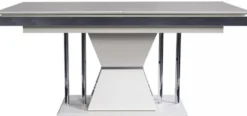 Casa Padrino Luxus Art Deco Esszimmer Set Schwarz / Weiß / Grau / Silber - 1 Esszimmertisch & 4 Esszimmerstühle - Edle Art Deco Esszimmer Möbel