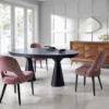 Casa Padrino Luxus Art Deco Esstisch Matt Schwarz 200-250 x 120 x H. 78 cm - Ausziehbarer Massivholz Küchentisch mit ovaler Tischplatte - Esszimmer Möbel - Art Deco Möbel - Luxus Möbel