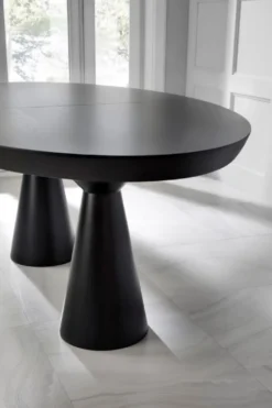 Casa Padrino Luxus Art Deco Esstisch Matt Schwarz 200-250 x 120 x H. 78 cm - Ausziehbarer Massivholz Küchentisch mit ovaler Tischplatte - Esszimmer Möbel - Art Deco Möbel - Luxus Möbel