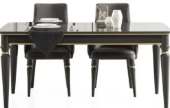 Casa Padrino Luxus Art Deco Esszimmer Set Grau / Gold - 1 ausziehbarer Esszimmertisch & 6 Esszimmerstühle - Art Deco Esszimmer Möbel - Luxus Qualität