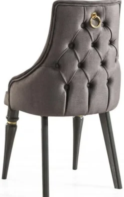 Casa Padrino Luxus Art Deco Esszimmer Set Grau / Gold - 1 ausziehbarer Esszimmertisch & 6 Esszimmerstühle - Art Deco Esszimmer Möbel - Luxus Qualität