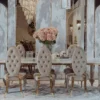 Casa Padrino Luxus Art Deco Esszimmer Set Grau / Weiß / Gold - 1 Art Deco Esstisch mit Kunstmarmor Tischplatte & 8 Art Deco Esszimmerstühle - Prunkvolle Art Deco Esszimmer Möbel - Luxus Qualität