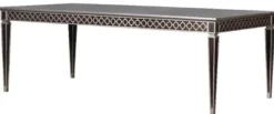 Casa Padrino Luxus Art Deco Esstisch Schwarz / Silber 240 x 110 x H. 78 cm - Edler Esszimmertisch - Art Deco Esszimmer Möbel