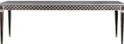 Casa Padrino Luxus Art Deco Esstisch Schwarz / Silber 240 x 110 x H. 78 cm - Edler Esszimmertisch - Art Deco Esszimmer Möbel