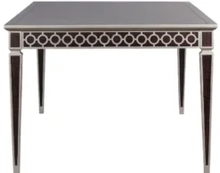 Casa Padrino Luxus Art Deco Esstisch Schwarz / Silber 240 x 110 x H. 78 cm - Edler Esszimmertisch - Art Deco Esszimmer Möbel