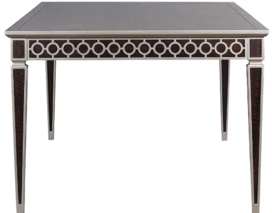 Casa Padrino Luxus Art Deco Esstisch Schwarz / Silber 240 x 110 x H. 78 cm - Edler Esszimmertisch - Art Deco Esszimmer Möbel