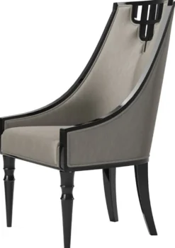 Casa Padrino Luxus Art Deco Esszimmer Stuhl Set Grau / Schwarz 55 x 55 x H. 105 cm - Edles Küchen Stühle 6er Set - Art Deco Esszimmer Möbel