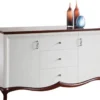 Casa Padrino Luxus Art Deco Kommode mit 2 Türen und 3 Schubladen Weiß / Dunkelbraun 164,2 x 46,5 x H. 90,2 cm - Luxus Qualität