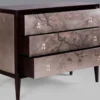 Casa Padrino Luxus Art Deco Kommode Dunkelbraun / Mehrfarbig 120 x 49 x H. 94 cm - Edle Mahagoni Kommode mit 3 Schubladen und elegantem japanischen Design - Luxus Möbel
