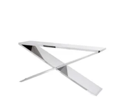 Casa Padrino Luxus Art Deco Konsole aus poliertem Stahl und Glas, 150 x 40 x H. 74 cm
