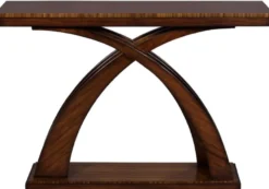 Casa Padrino Luxus Art Deco Konsole Dunkelbraun / Braun 120 x 40 x H. 80 cm - Mahagoni Konsolentisch - Art Deco Wohnzimmer Möbel