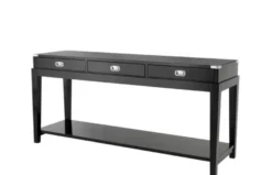 Casa Padrino Luxus Art Deco Konsole aus Birkenholz in Schwarz und Nickel, 162,5 x 47,5 x H. 76 cm