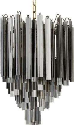 Casa Padrino Luxus Art Deco Kronleuchter Grau / Messingfarben Ø 42 x H. 61,5 cm - Hotel & Restaurant Kronleuchter