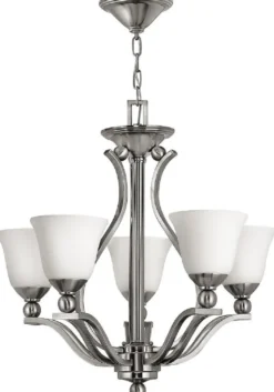 Casa Padrino Luxus Art Deco Kronleuchter Silber / Weiß Ø 61 x H. 62,5 cm - Runder Metall Kronleuchter mit Glas Lampenschirmen - Wohnzimmer Kronleuchter - Art Deco Leuchten - Luxus Leuchten