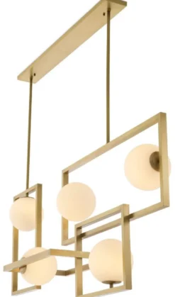 Casa Padrino Luxus Art Deco Kronleuchter Antik Messingfarben / Weiß Ø 160 x 38 x H. 70,5 cm - Wohnzimmer Kronleuchter - Hotel Kronleuchter - Luxus Qualität