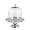 Casa Padrino Luxus Art Deco Kuchenglocke mit Glasdeckel, Nickel Finish, 36 x H. 42 cm