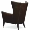 Casa Padrino Luxus Art Deco Leder Ohrensessel Braun / Schwarz / Silber H. 102 cm
