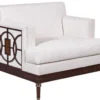 Casa Padrino Luxus Art Deco Lounge Salon Sessel Weiß / Dunkelbraun 92 x 83 x H. 82 cm - Art Deco Wohnzimmer Möbel - Luxus Qualität
