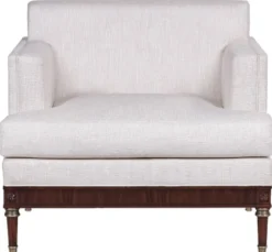 Casa Padrino Luxus Art Deco Lounge Salon Sessel Weiß / Dunkelbraun 92 x 83 x H. 82 cm - Art Deco Wohnzimmer Möbel - Luxus Qualität