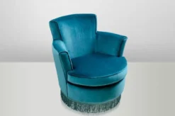 Casa Padrino Luxus Art Deco Lounge Sessel Blau - Jugendstil Design Sessel - 77 x 86 x 76 cm