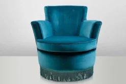 Casa Padrino Luxus Art Deco Lounge Sessel Blau - Jugendstil Design Sessel - 77 x 86 x 76 cm