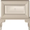 Casa Padrino Luxus Art Deco Nachttisch Beige / Braun 70 x 42 x H. 65 cm - Verspiegelter Beistelltisch mit Schublade - Luxus Schlafzimmer Möbel - Luxus Art Deco Möbel