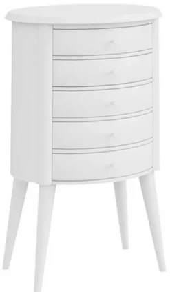 Casa Padrino Luxus Art Deco Nachtkommode Weiß 47 x 38 x H. 73 cm - Nachttisch mit 5 Schubladen - Schlafzimmer Möbel - Kinderzimmer Möbel - Art Deco Möbel - Luxus Möbel