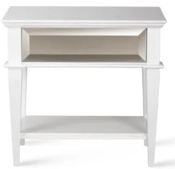 Casa Padrino Luxus Art Deco Nachttisch Weiß 60 x 40 x H. 56 cm - Verspiegelter Beistelltisch mit Schublade - Schlafzimmer Möbel - Kinderzimmer Möbel - Art Deco Möbel - Luxus Möbel