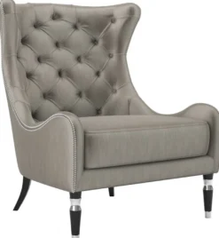 Casa Padrino Luxus Art Deco Ohrensessel Grau / Schwarz / Silber 90 x 75 x H. 105 cm - Wohnzimmer Sessel - Luxus Qualität - Art Deco Möbel