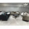 Casa Padrino Luxus Art Deco Samt Sessel Olivgrün / Dunkelbraun - Wohnzimmer Möbel
