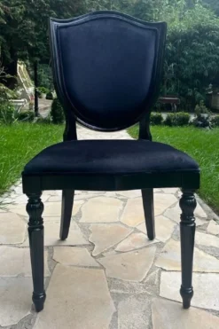 Casa Padrino Luxus Art Deco Samt Esszimmer Stuhl Schwarz - Art Deco Massivholz Stuhl - Art Deco Esszimmer Möbel - Art Deco Möbel - Art Deco Einrichtung - Luxus Möbel im Art Deco Stil