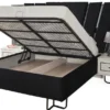 Casa Padrino Luxus Art Deco Schlafzimmer Set Schwarz / Weiß / Bronze - 1 Doppelbett mit Kopfteil & 2 Nachtkommoden - Art Deco Schlafzimmer Möbel - Luxus Schlafzimmer Möbel - Luxus Einrichtung