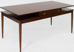 Casa Padrino Luxus Art Deco Schreibtisch mit Schublade Braun 154 x 80 x H. 78 cm - Massivholz Bürotisch - Büromöbel - Luxus Qualität