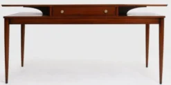 Casa Padrino Luxus Art Deco Schreibtisch mit Schublade Braun 154 x 80 x H. 78 cm - Massivholz Bürotisch - Büromöbel - Luxus Qualität