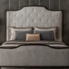 Casa Padrino Luxus Art Deco Schlafzimmer Set Grau / Dunkelbraun / Silber - 1 Doppelbett mit Kopfteil & 2 Nachtkommoden - Art Deco Schlafzimmer Möbel - Luxus Schlafzimmer Möbel - Luxus Einrichtung