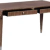 Casa Padrino Luxus Art Deco Schreibtisch mit 2 Schubladen Braun / Silber 141 x 70 x H. 75 cm - Massivholz Bürotisch - Büro Möbel - Art Deco Möbel - Luxus Möbel
