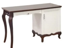 Casa Padrino Luxus Art Deco Schreibtisch mit Tür und Schublade Weiß / Dunkelbraun 136,3 x 48 x H. 78,2 cm - Büromöbel