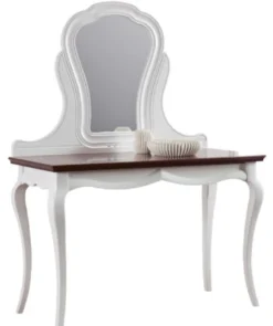 Casa Padrino Luxus Art Deco Schminktisch Weiß / Dunkelbraun 118 x 56,2 x H. 157,5 cm - Edle Schminkkonsole