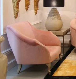 Casa Padrino Luxus Art Deco Sessel Rosa / Grau 85 x 85 x H. 88 cm - Wohnzimmer Sessel - Hotel Sessel - Wohnzimmer Möbel - Hotel Möbel - Luxus Art Deco Möbel