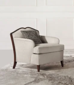 Casa Padrino Luxus Art Deco Sessel Grau / Dunkelbraun - Handgefertigter Wohnzimmer Sessel - Wohnzimmer Möbel - Art Deco Möbel - Luxus Möbel - Luxus Qualität - Made in Italy