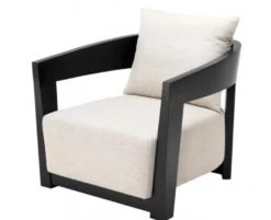 Casa Padrino Luxus Art Deco Sessel aus Mahagoni Holz in Schwarz und Hellgrau - 74 x 76 x 76 cm