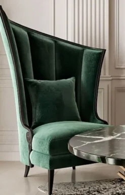 Casa Padrino Luxus Art Deco Sessel Rechts Grün / Schwarz - Art Deco Wohnzimmer & Hotel Sessel - Art Deco Wohnzimmer & Hotel Möbel - Luxus Kollektion