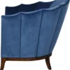 Casa Padrino Luxus Art Deco Sessel Blau / Dunkelbraun - Handgefertigter Massivholz Wohnzimmer Sessel mit edlem Samtstoff - Art Deco Wohnzimmer Möbel